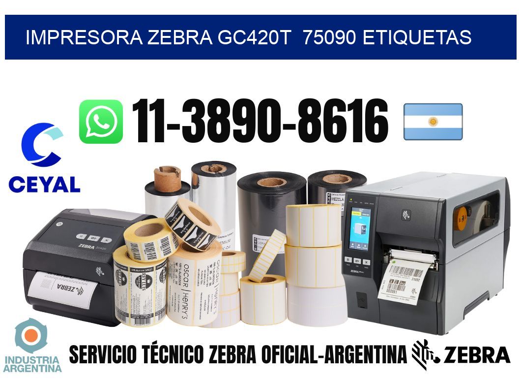 impresora zebra gc420t  75090 etiquetas