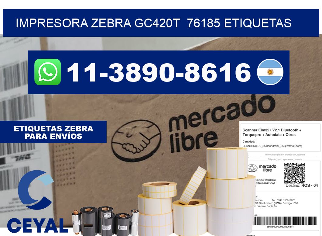 impresora zebra gc420t  76185 etiquetas