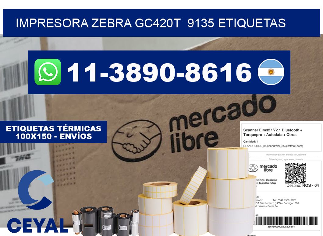 impresora zebra gc420t  9135 etiquetas