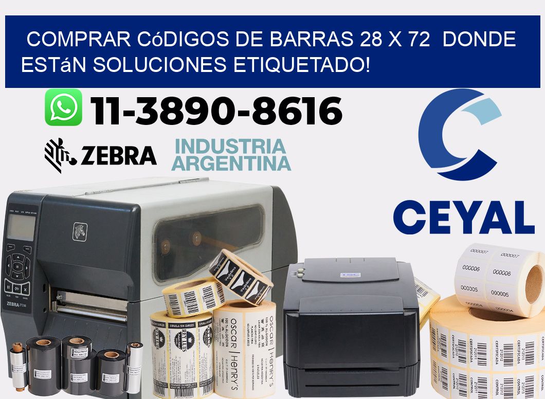 Comprar códigos de barras 28 x 72  donde están soluciones etiquetado!