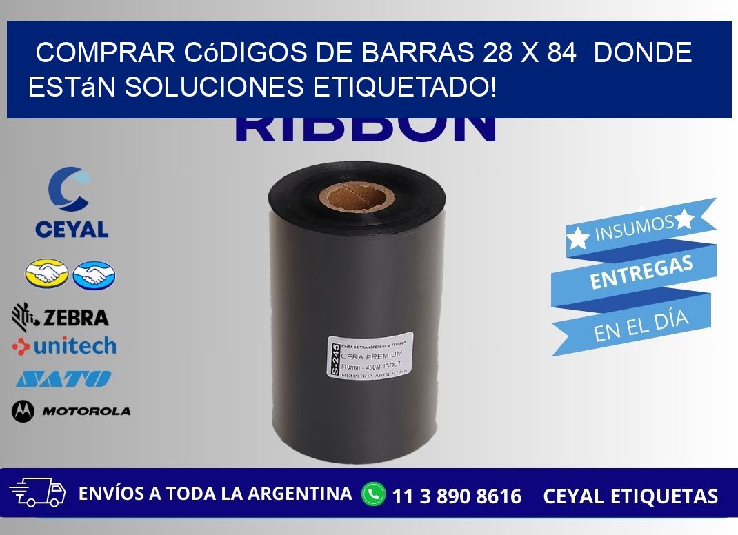 Comprar códigos de barras 28 x 84 donde están soluciones etiquetado!