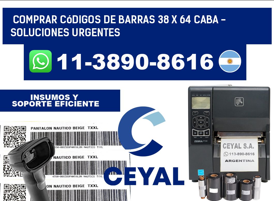 Comprar códigos de barras 38 x 64 CABA - soluciones urgentes