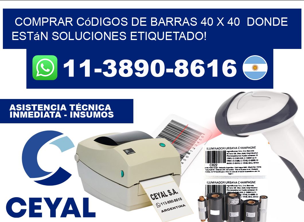 Comprar códigos de barras 40 x 40  donde están soluciones etiquetado!