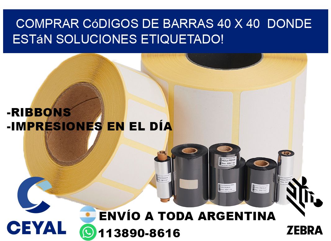 Comprar códigos de barras 40 x 40  donde están soluciones etiquetado!