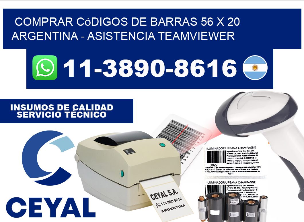 Comprar códigos de barras 56 x 20 argentina - asistencia teamviewer