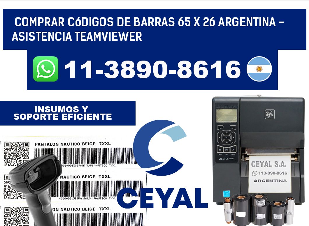 Comprar códigos de barras 65 x 26 argentina - asistencia teamviewer