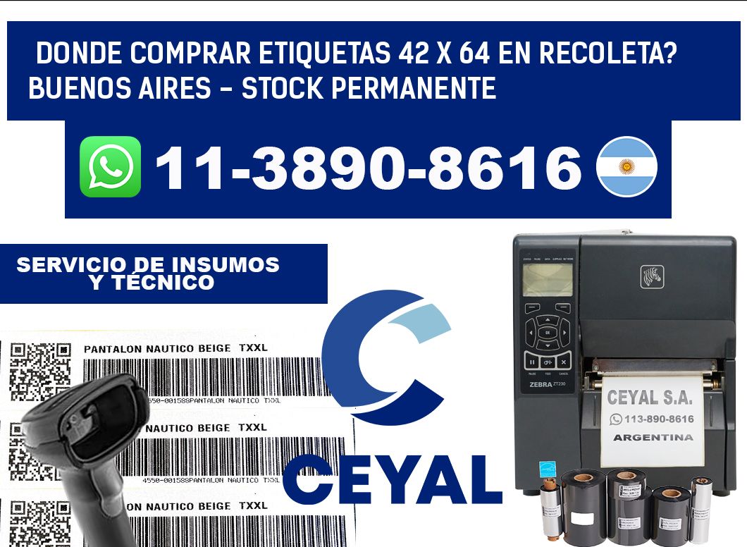 Donde Comprar etiquetas 42 x 64 en RECOLETA? Buenos Aires - Stock permanente