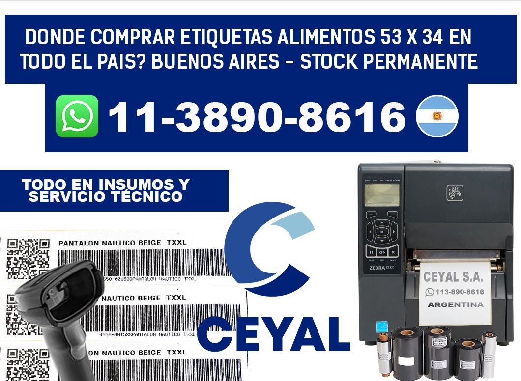Donde Comprar etiquetas alimentos 53 x 34 en TODO EL PAIS? Buenos Aires - Stock permanente