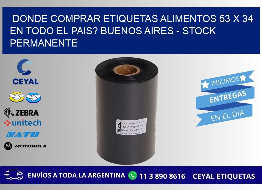 Donde Comprar etiquetas alimentos 53 x 34 en TODO EL PAIS? Buenos Aires - Stock permanente