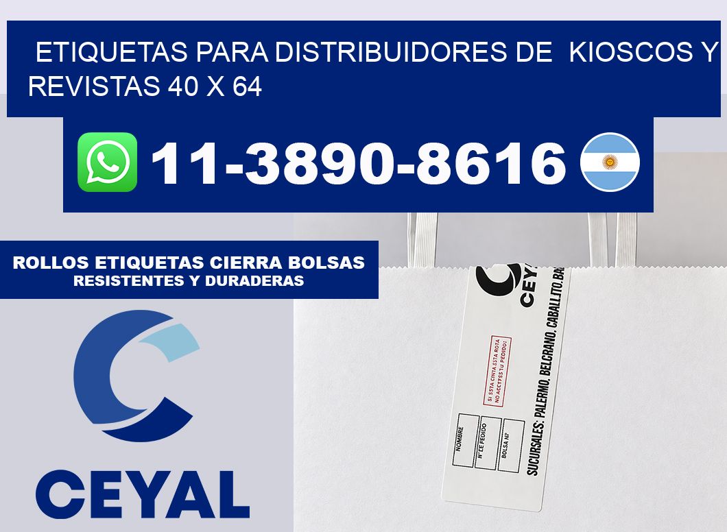 Etiquetas para distribuidores de kioscos y revistas 40 x 64