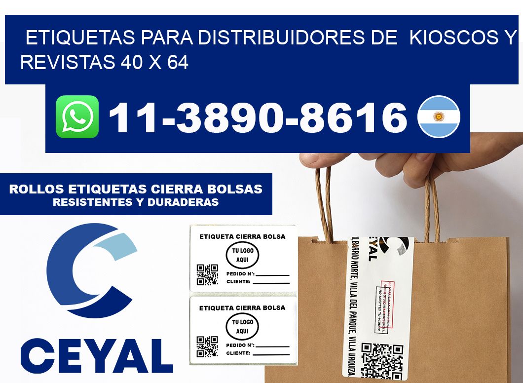 Etiquetas para distribuidores de  kioscos y revistas 40 x 64