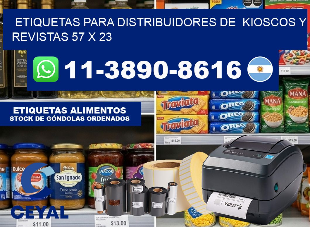 Etiquetas para distribuidores de  kioscos y revistas 57 x 23