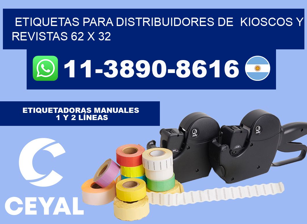 Etiquetas para distribuidores de kioscos y revistas 62 x 32