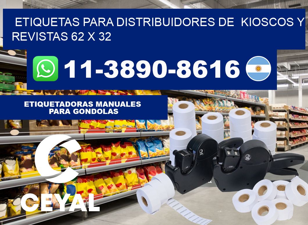 Etiquetas para distribuidores de kioscos y revistas 62 x 32