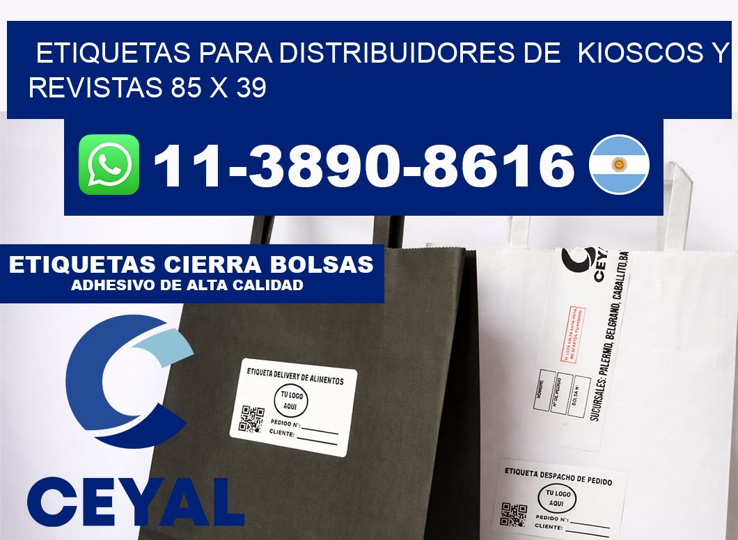 Etiquetas para distribuidores de kioscos y revistas 85 x 39