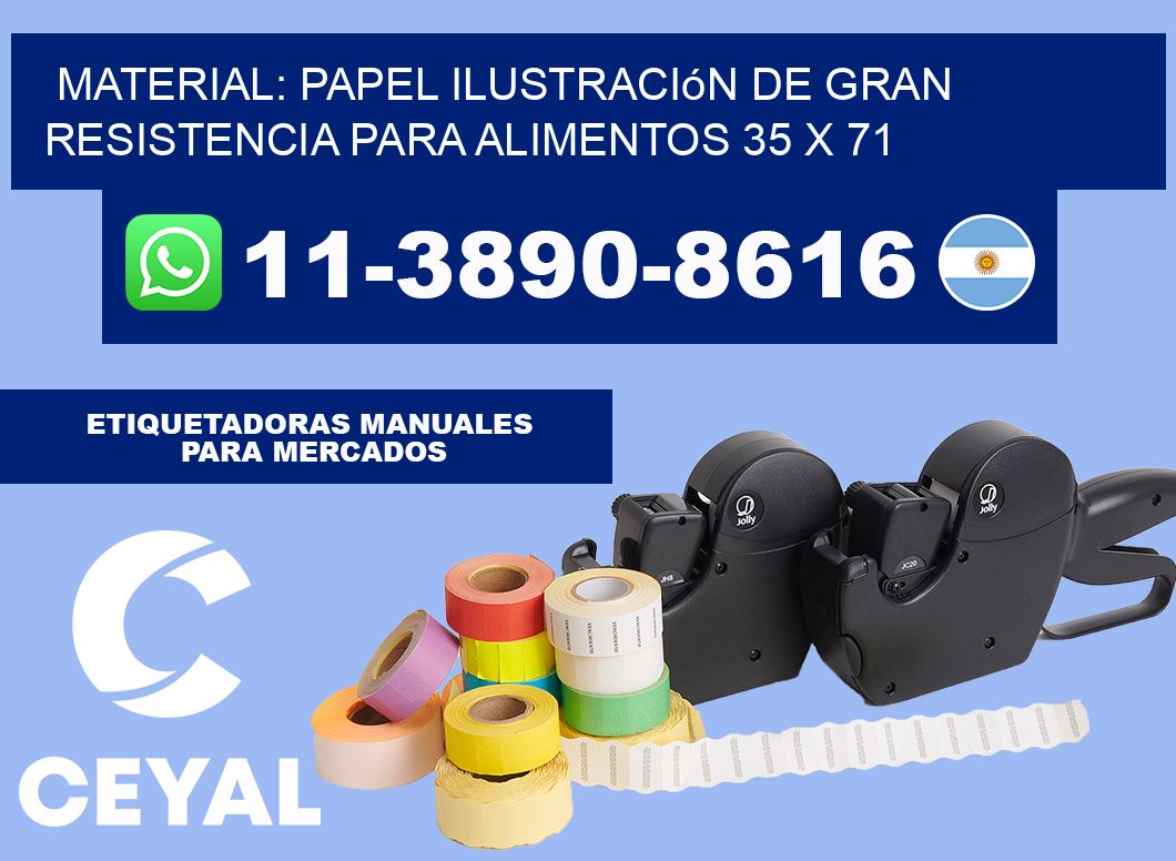 Material: papel ilustración de gran resistencia para alimentos 35 x 71