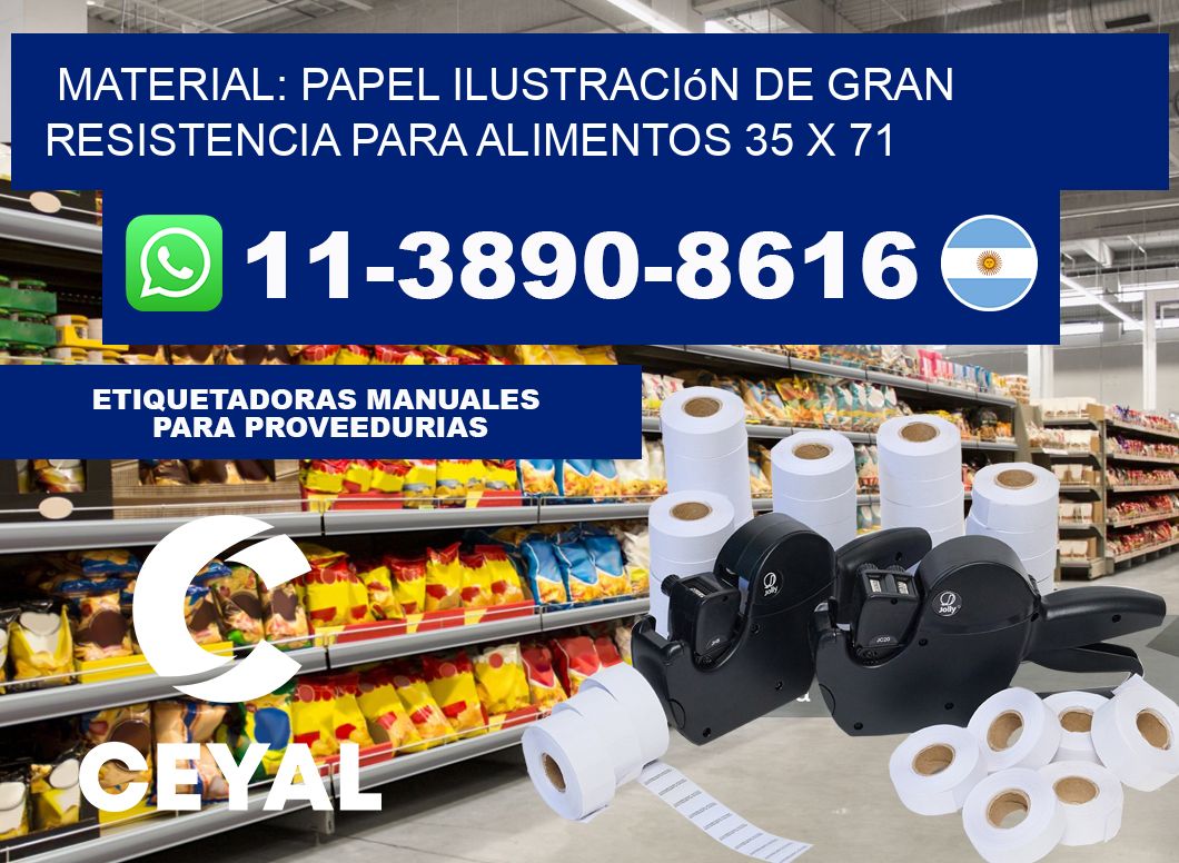Material: papel ilustración de gran resistencia para alimentos 35 x 71