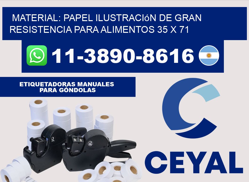 Material: papel ilustración de gran resistencia para alimentos 35 x 71