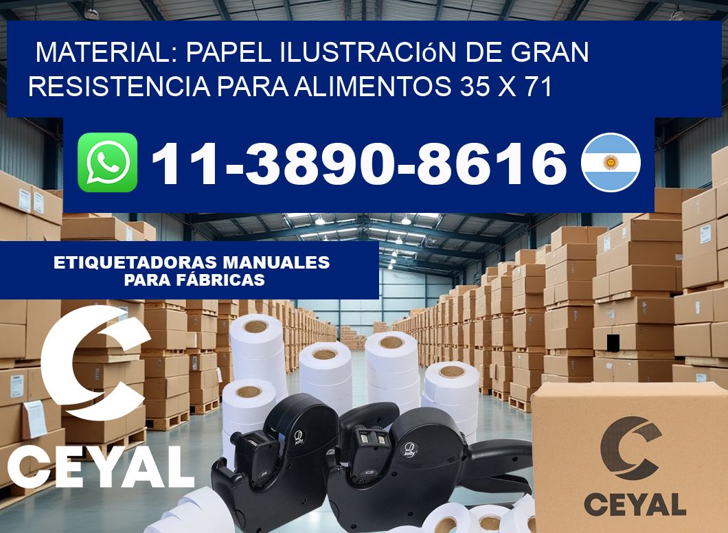 Material: papel ilustración de gran resistencia para alimentos 35 x 71