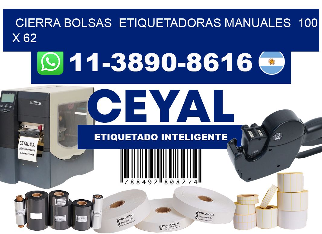 cierra bolsas Etiquetadoras Manuales 100 x 62