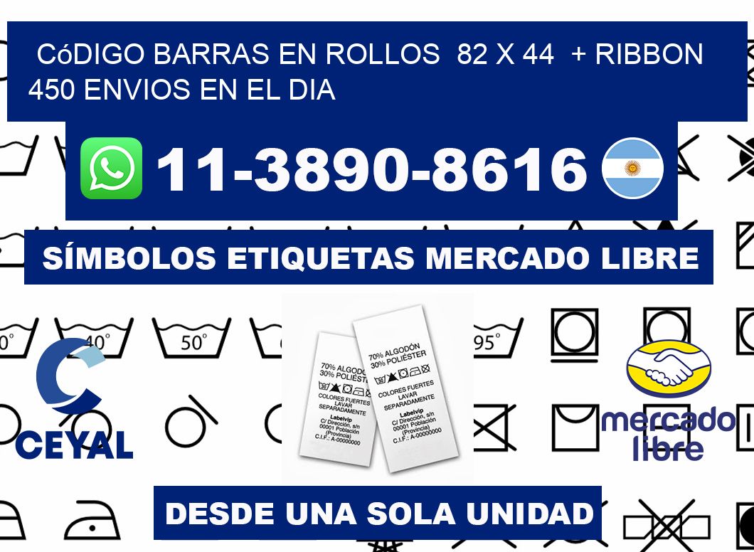 código barras en rollos 82 x 44 + ribbon 450 Envios en el dia