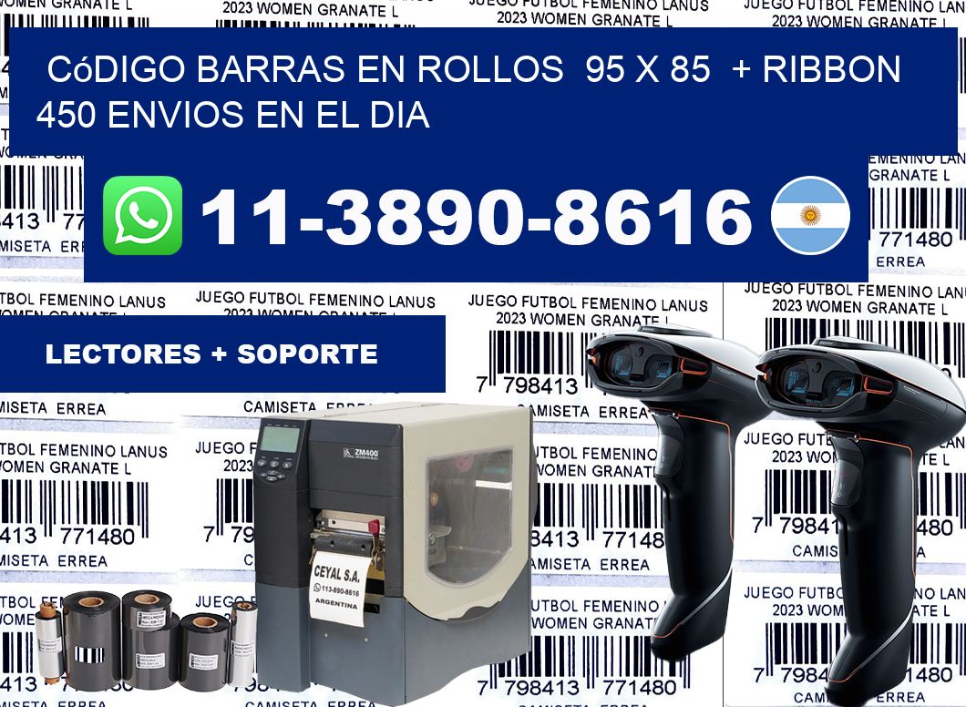 código barras en rollos  95 x 85  + ribbon  450 Envios en el dia