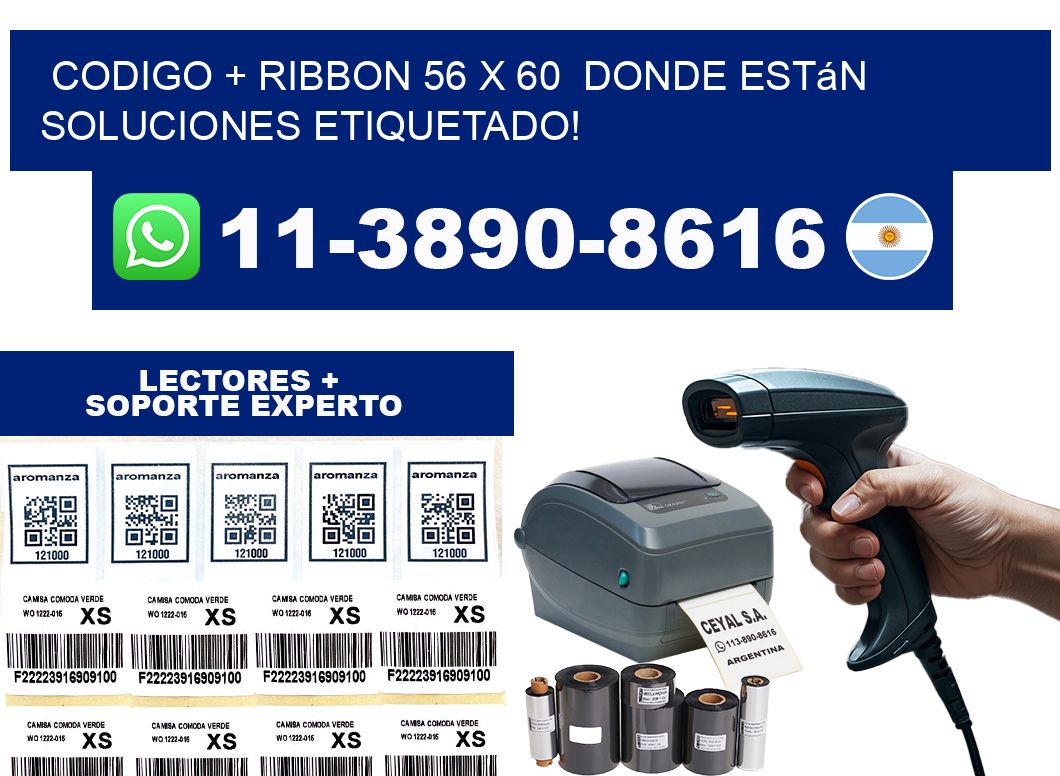 codigo + ribbon 56 x 60  donde están soluciones etiquetado!