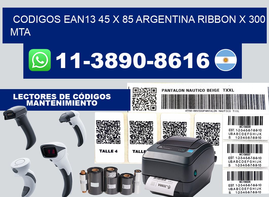codigos ean13 45 x 85 argentina ribbon x 300 mta