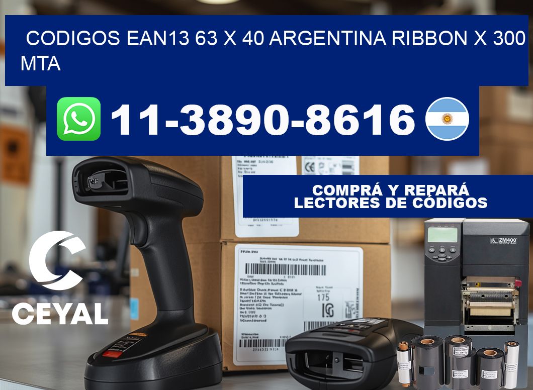 codigos ean13 63 x 40 argentina ribbon x 300 mta