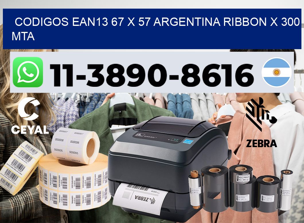 codigos ean13 67 x 57 argentina ribbon x 300 mta