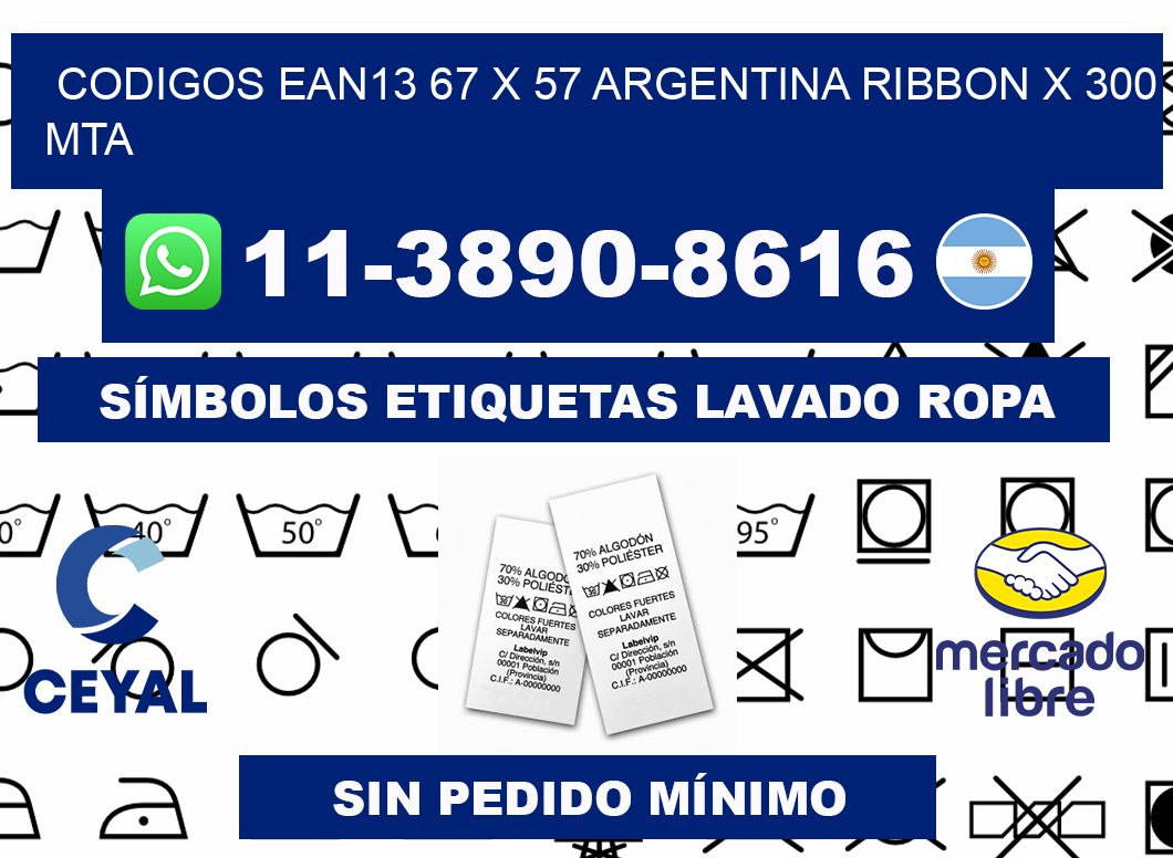 codigos ean13 67 x 57 argentina ribbon x 300 mta