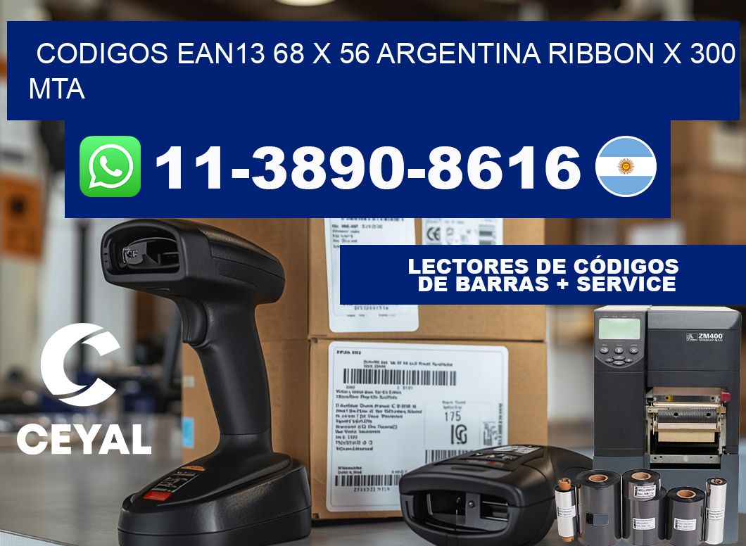 codigos ean13 68 x 56 argentina ribbon x 300 mta