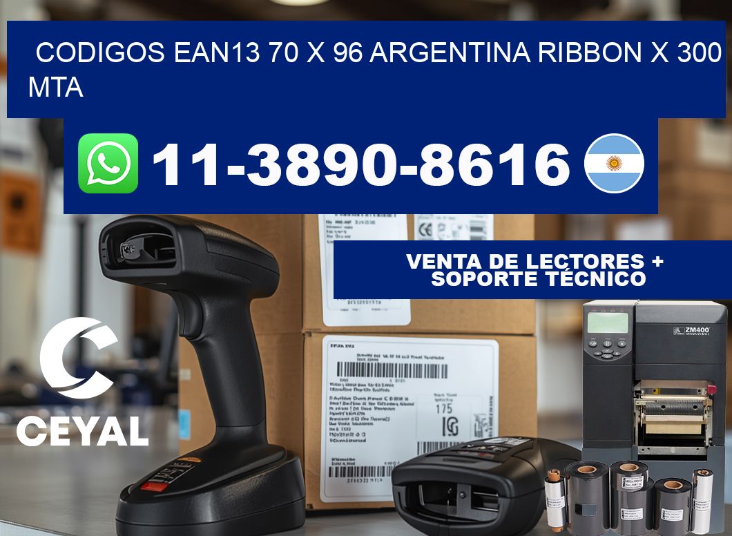 codigos ean13 70 x 96 argentina ribbon x 300 mta