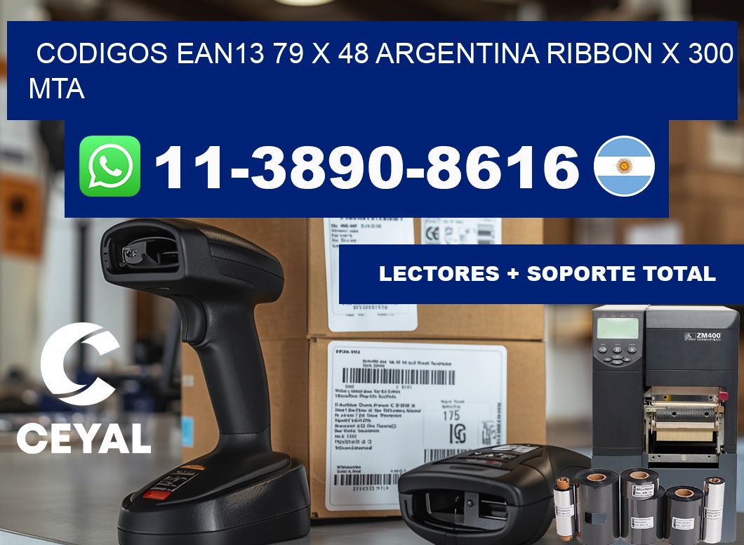 codigos ean13 79 x 48 argentina ribbon x 300 mta
