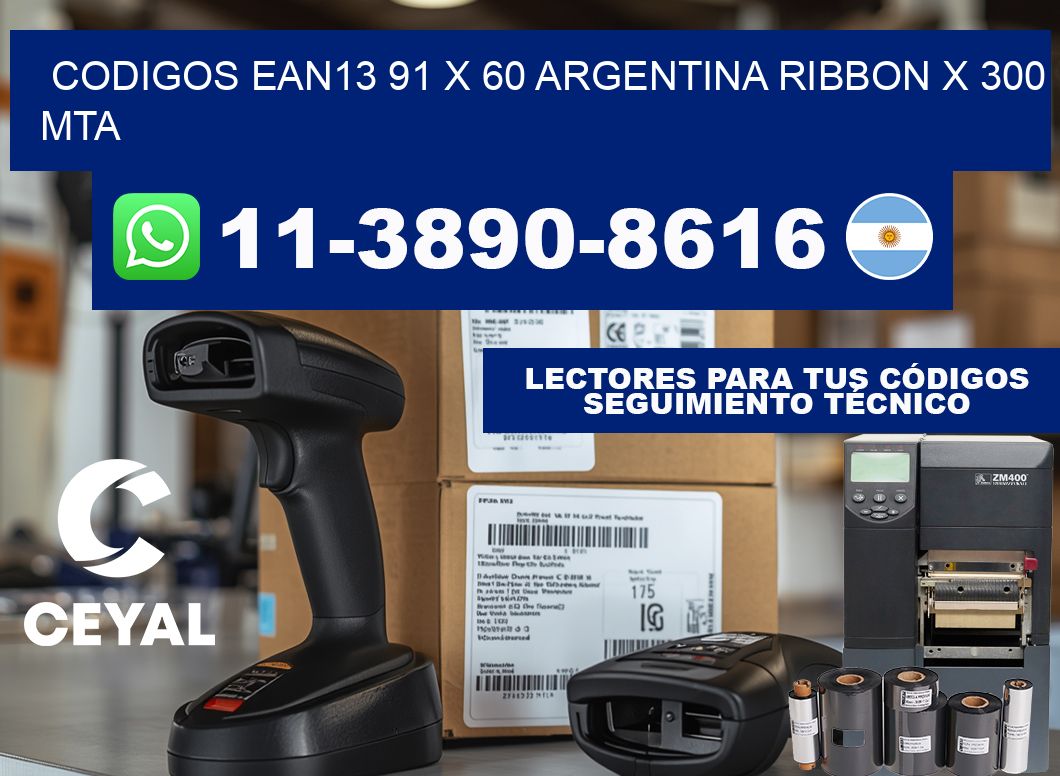 codigos ean13 91 x 60 argentina ribbon x 300 mta