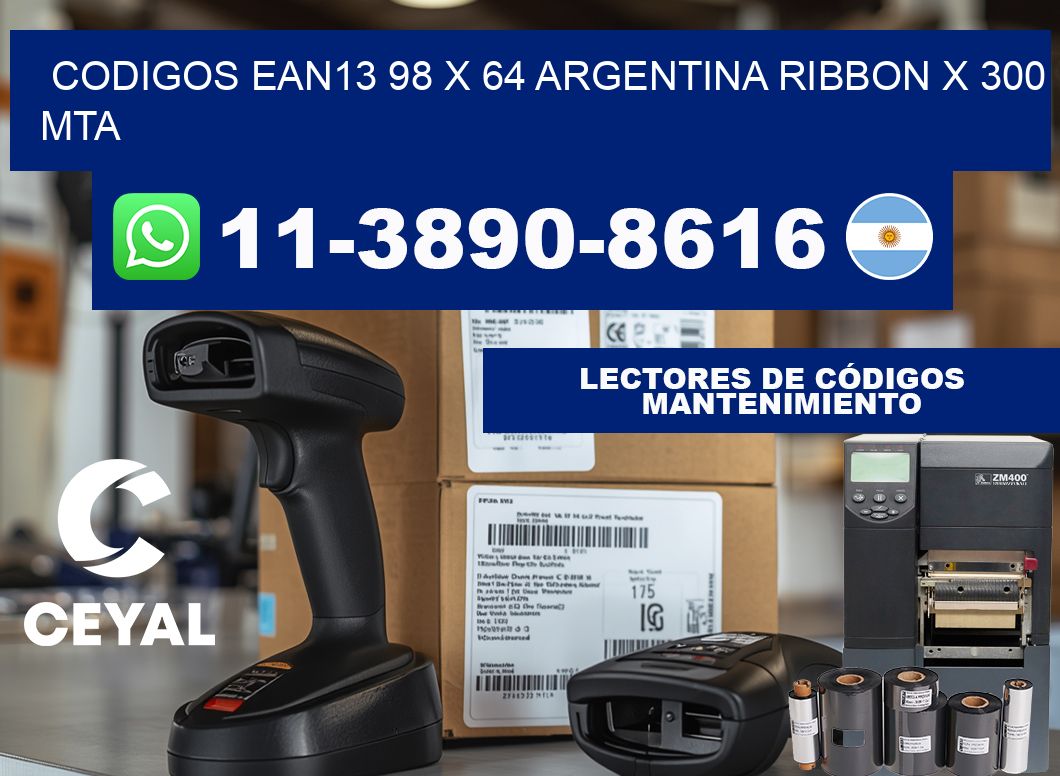 codigos ean13 98 x 64 argentina ribbon x 300 mta