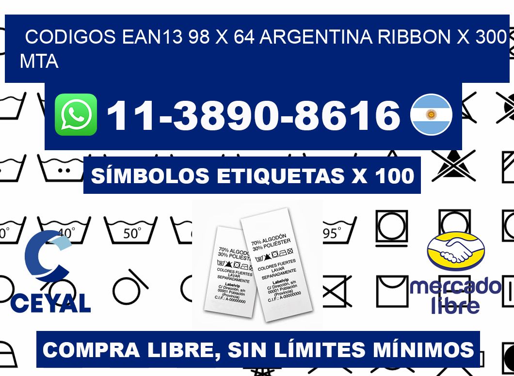 codigos ean13 98 x 64 argentina ribbon x 300 mta
