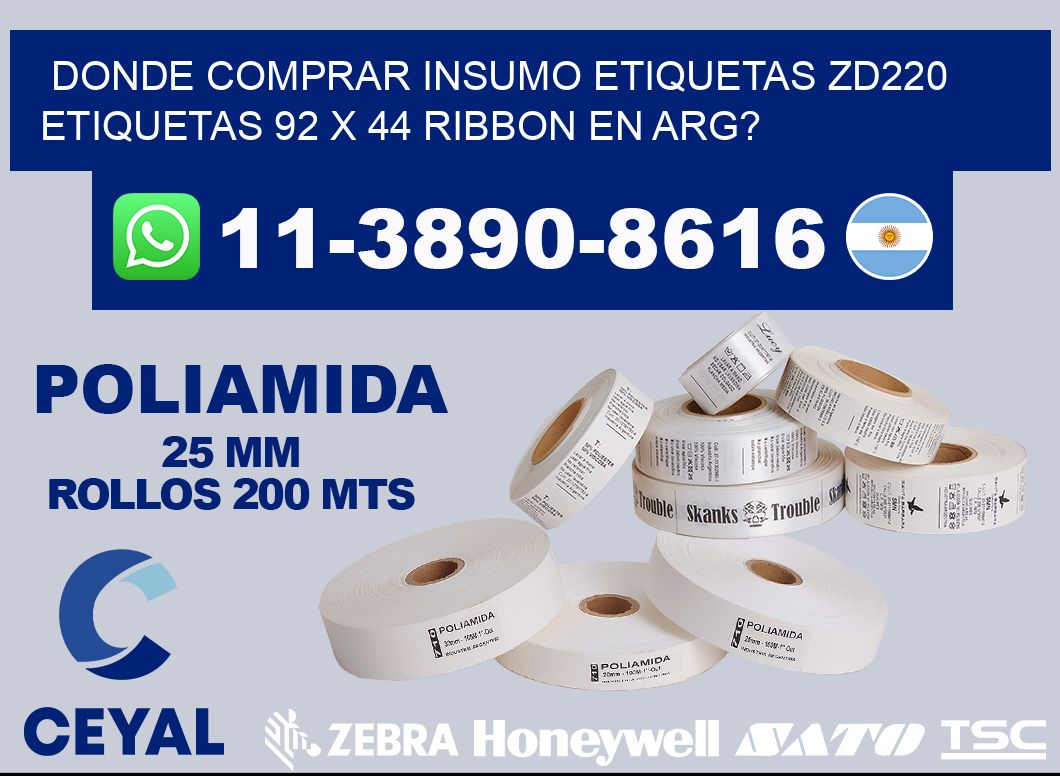 donde comprar insumo etiquetas zd220 etiquetas 92 x 44 ribbon en ARG?