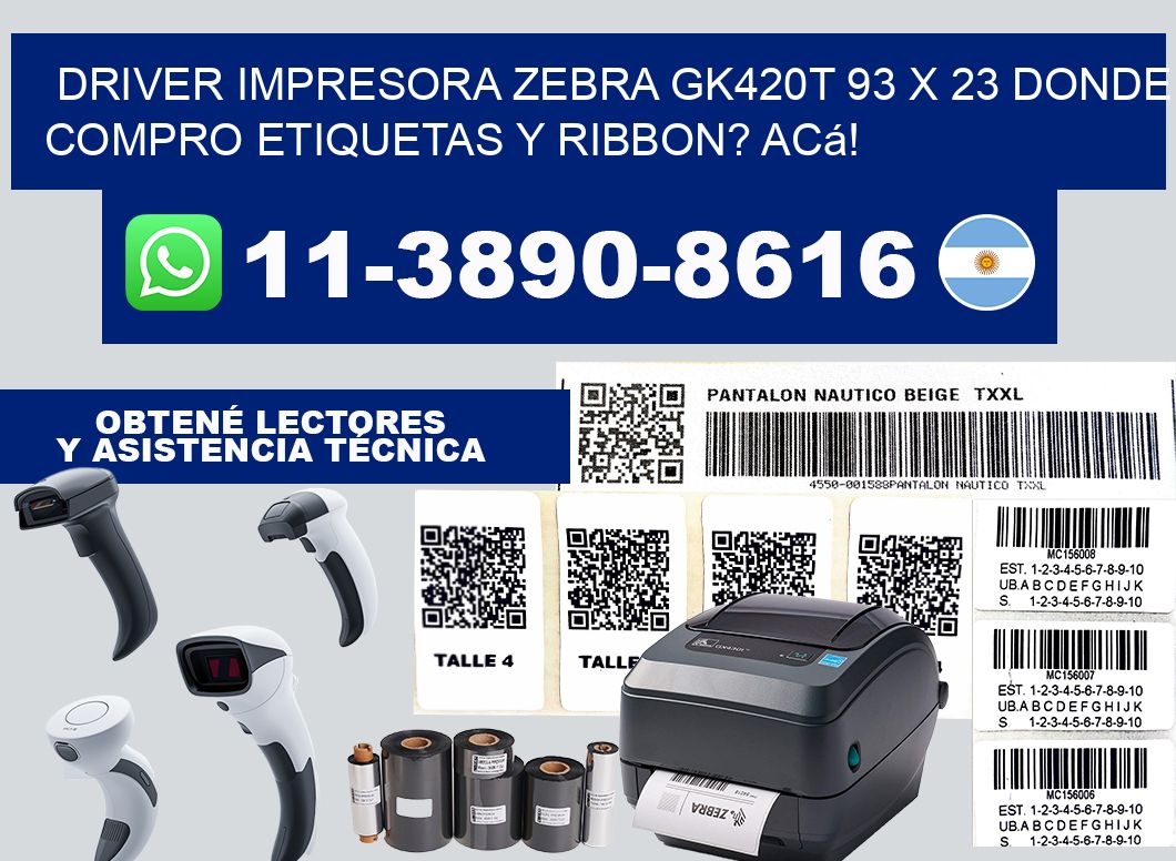 driver impresora zebra gk420t 93 x 23 Donde compro etiquetas y ribbon? Acá!