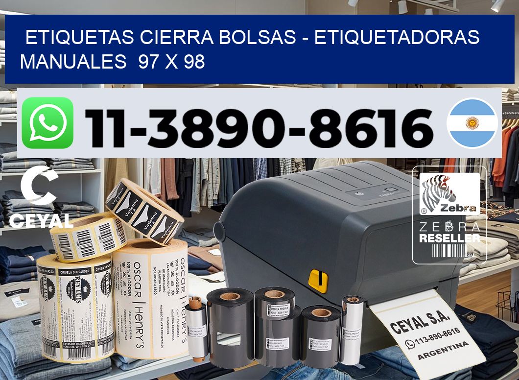 etiquetas cierra bolsas - Etiquetadoras Manuales  97 x 98