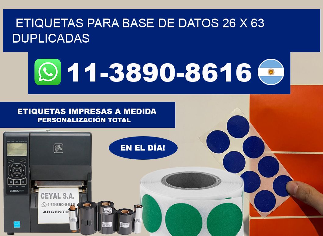 etiquetas para base de datos 26 x 63 duplicadas
