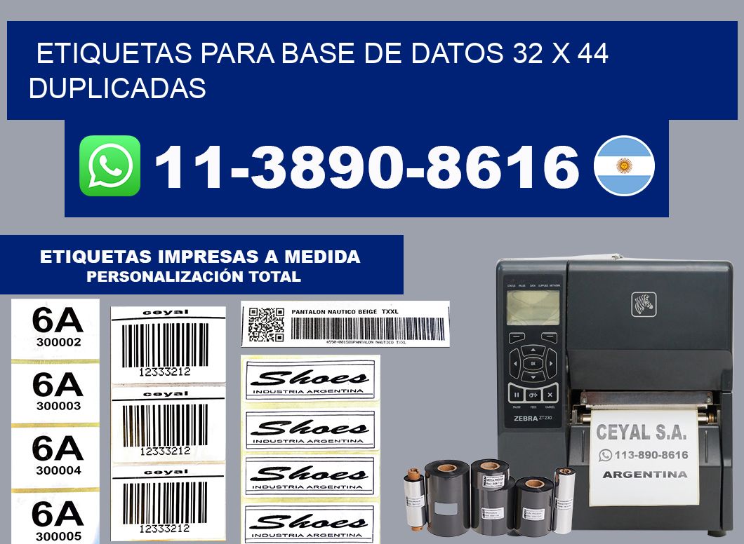 etiquetas para base de datos 32 x 44 duplicadas