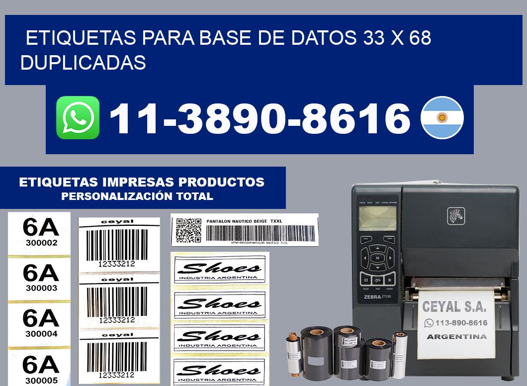 etiquetas para base de datos 33 x 68 duplicadas