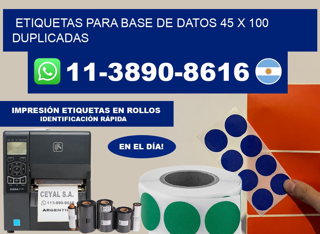 etiquetas para base de datos 45 x 100 duplicadas