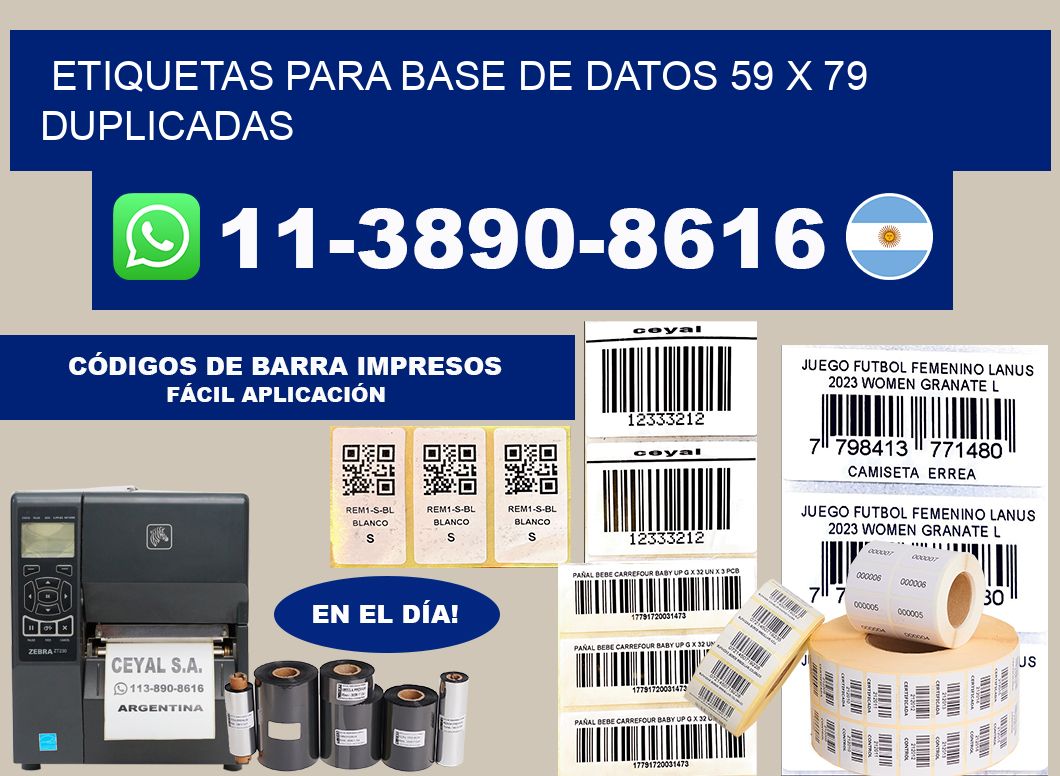 etiquetas para base de datos 59 x 79 duplicadas