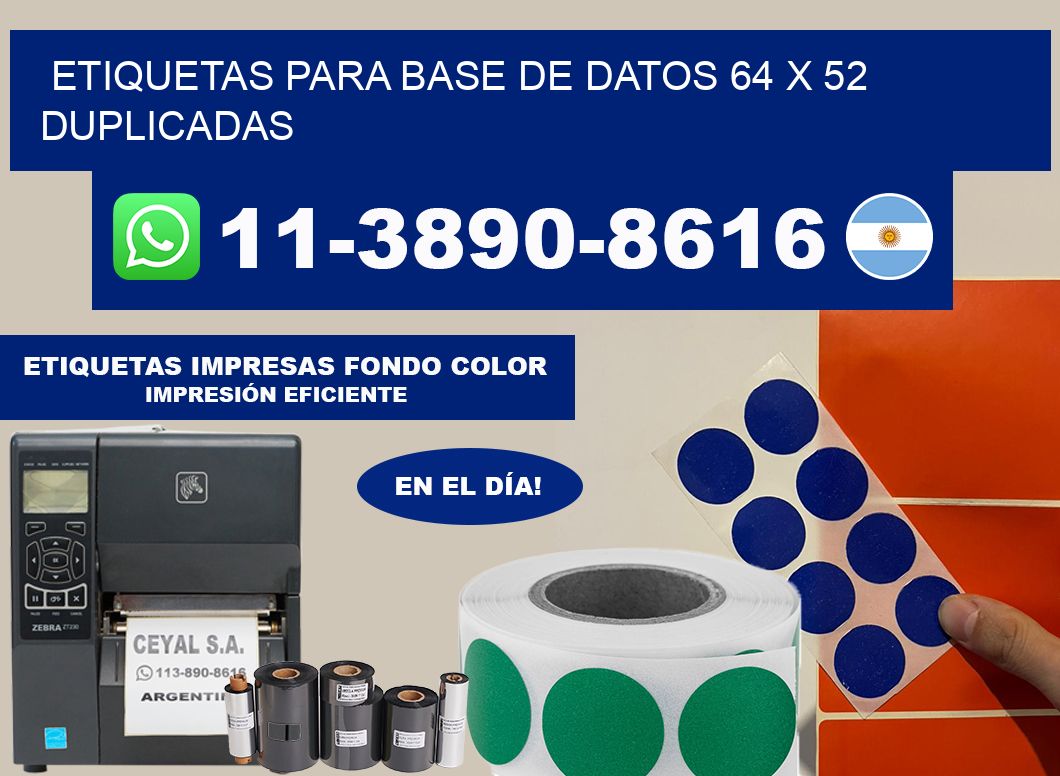 etiquetas para base de datos 64 x 52 duplicadas