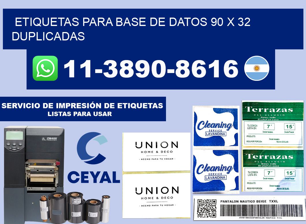 etiquetas para base de datos 90 x 32 duplicadas
