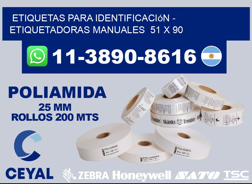 etiquetas para identificación - Etiquetadoras Manuales 51 x 90