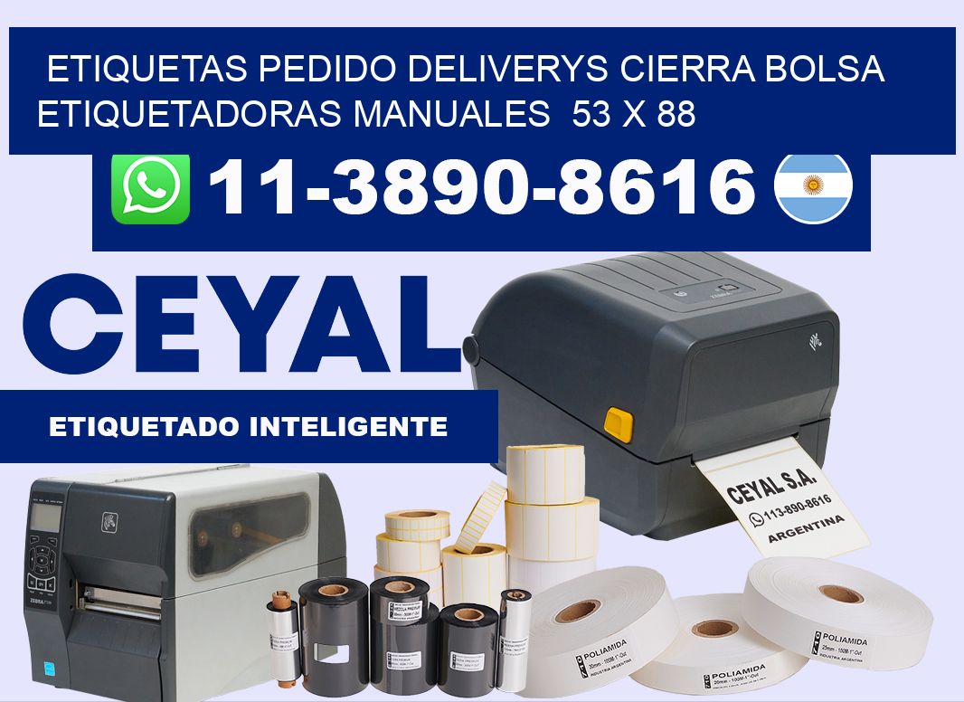 etiquetas pedido deliverys cierra bolsa Etiquetadoras Manuales 53 x 88