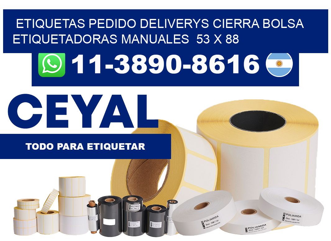 etiquetas pedido deliverys cierra bolsa Etiquetadoras Manuales 53 x 88